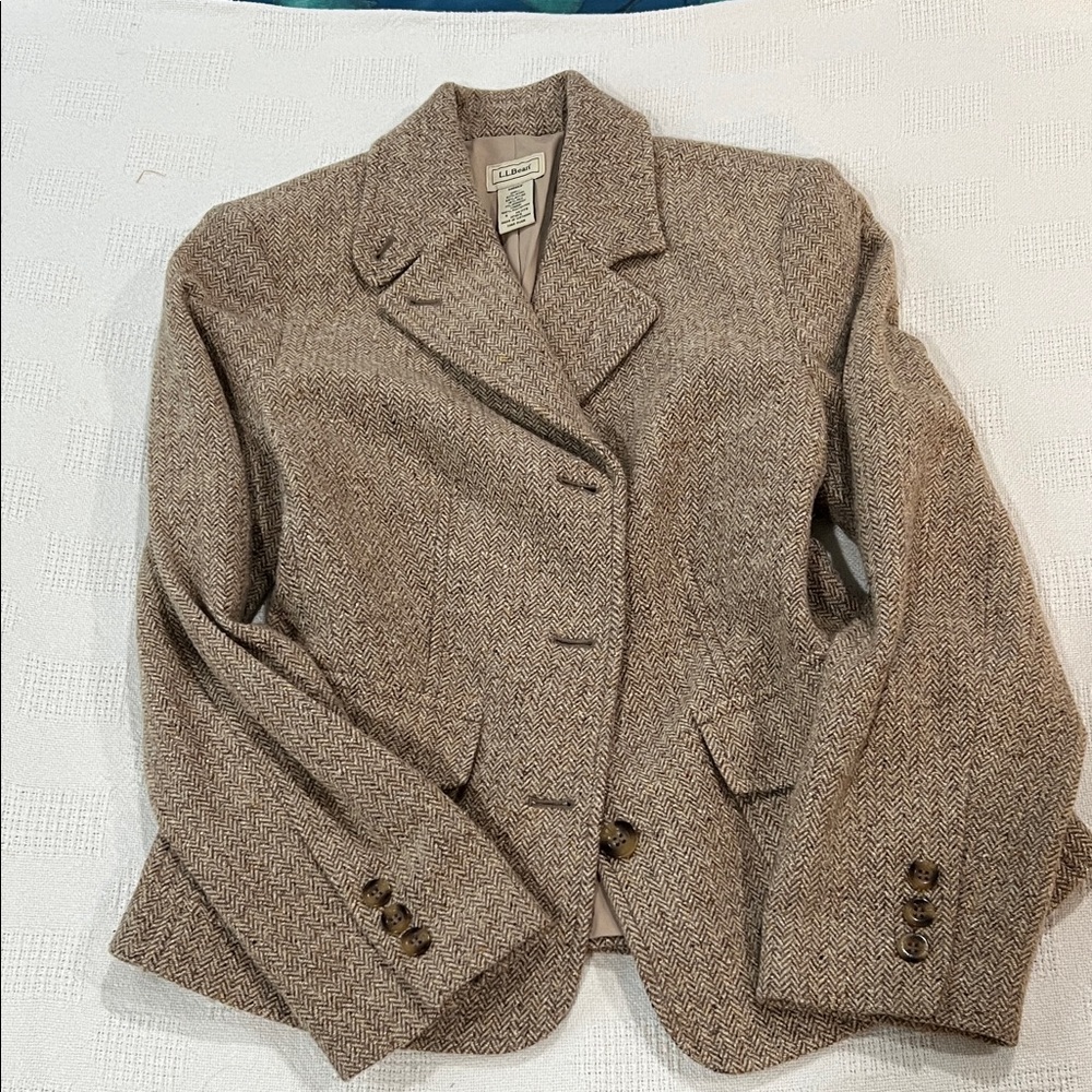 L.L. Bean Women's Brown Herringbone Blazer Jacket